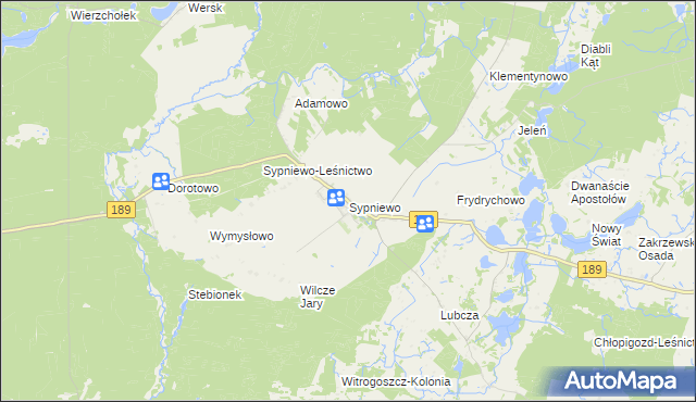 mapa Sypniewo gmina Więcbork, Sypniewo gmina Więcbork na mapie Targeo