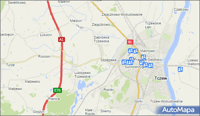 mapa Szpęgawa, Szpęgawa na mapie Targeo