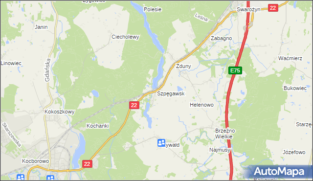 mapa Szpęgawsk, Szpęgawsk na mapie Targeo