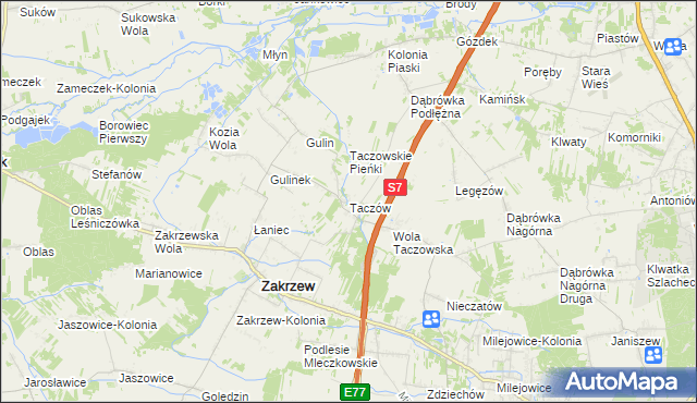 mapa Taczów, Taczów na mapie Targeo