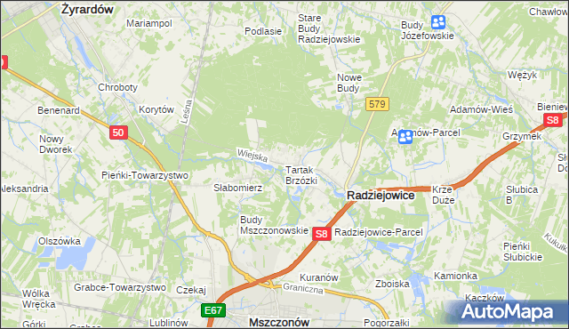 mapa Tartak Brzózki, Tartak Brzózki na mapie Targeo