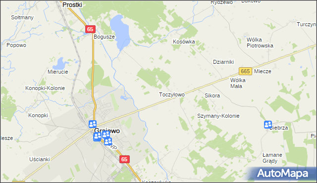 mapa Toczyłowo, Toczyłowo na mapie Targeo