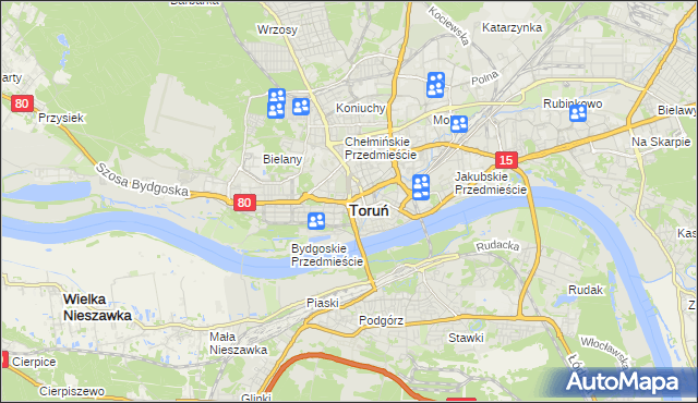 mapa Torunia, Toruń na mapie Targeo