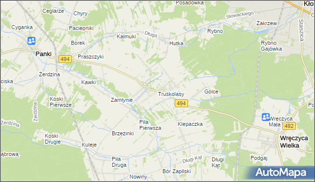 mapa Truskolasy gmina Wręczyca Wielka, Truskolasy gmina Wręczyca Wielka na mapie Targeo