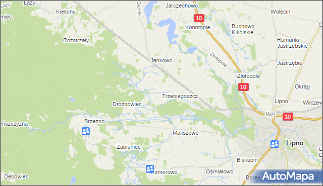 mapa Trzebiegoszcz, Trzebiegoszcz na mapie Targeo