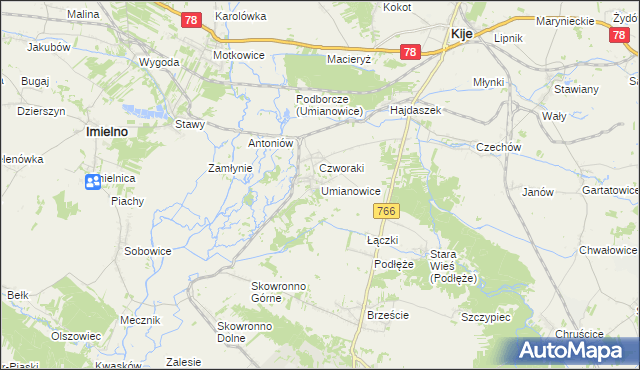 mapa Umianowice, Umianowice na mapie Targeo