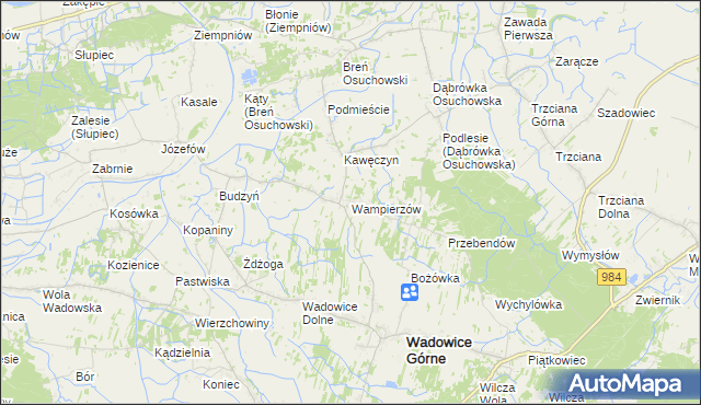 mapa Wampierzów, Wampierzów na mapie Targeo