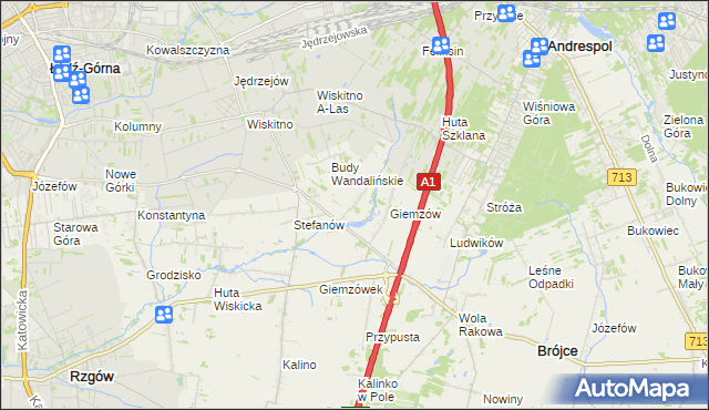 mapa Wandalin gmina Brójce, Wandalin gmina Brójce na mapie Targeo