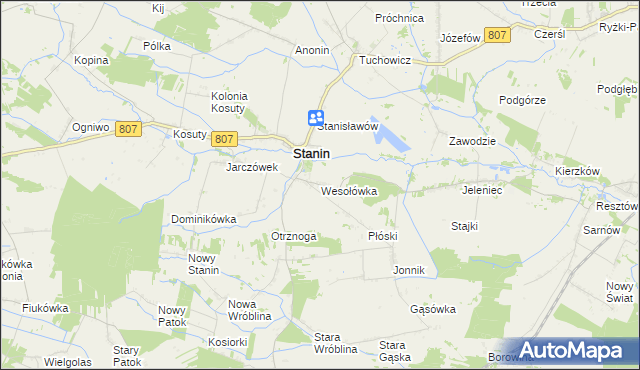 mapa Wesołówka gmina Stanin, Wesołówka gmina Stanin na mapie Targeo