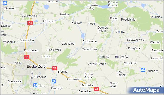 mapa Widuchowa gmina Busko-Zdrój, Widuchowa gmina Busko-Zdrój na mapie Targeo