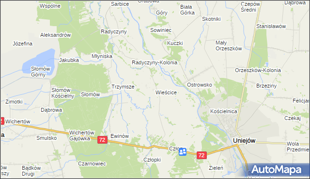 mapa Wieścice, Wieścice na mapie Targeo