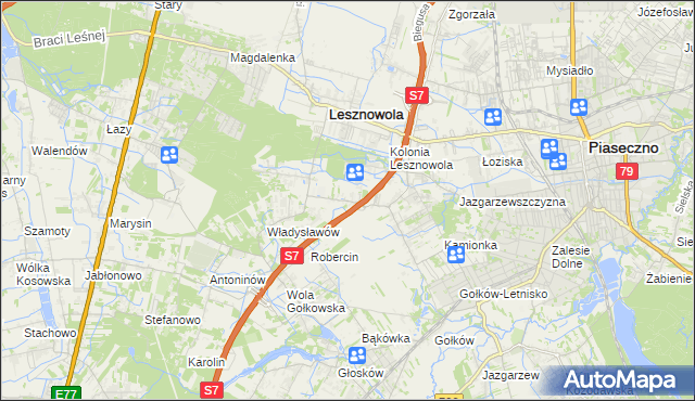 mapa Wilcza Góra gmina Lesznowola, Wilcza Góra gmina Lesznowola na mapie Targeo