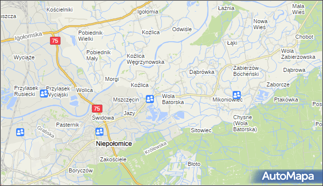 mapa Wola Batorska, Wola Batorska na mapie Targeo