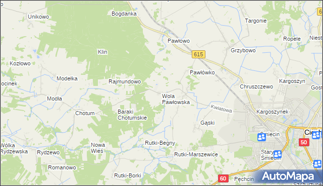 mapa Wola Pawłowska gmina Ciechanów, Wola Pawłowska gmina Ciechanów na mapie Targeo