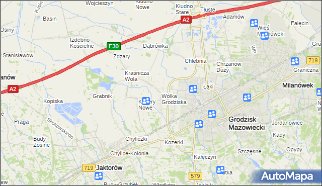 mapa Wólka Grodziska gmina Grodzisk Mazowiecki, Wólka Grodziska gmina Grodzisk Mazowiecki na mapie Targeo