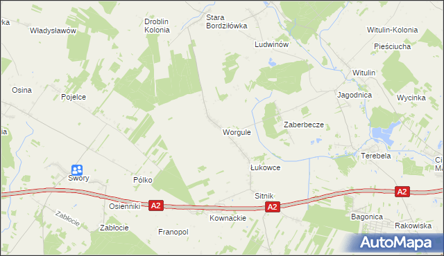 mapa Worgule, Worgule na mapie Targeo