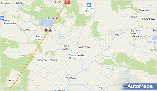 mapa Wrzosów, Wrzosów na mapie Targeo