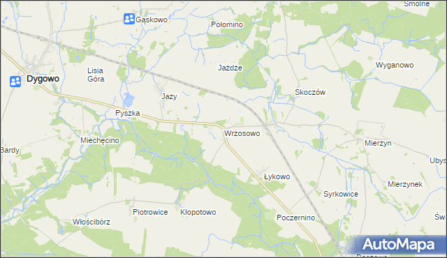 mapa Wrzosowo gmina Dygowo, Wrzosowo gmina Dygowo na mapie Targeo