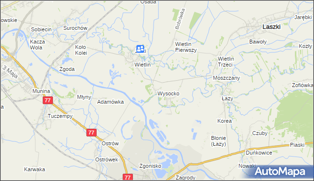 mapa Wysocko gmina Laszki, Wysocko gmina Laszki na mapie Targeo