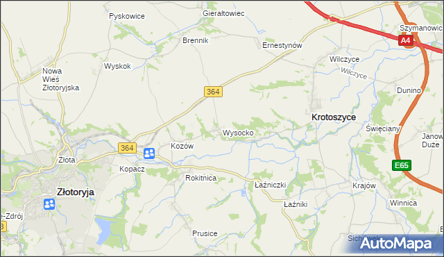 mapa Wysocko gmina Złotoryja, Wysocko gmina Złotoryja na mapie Targeo