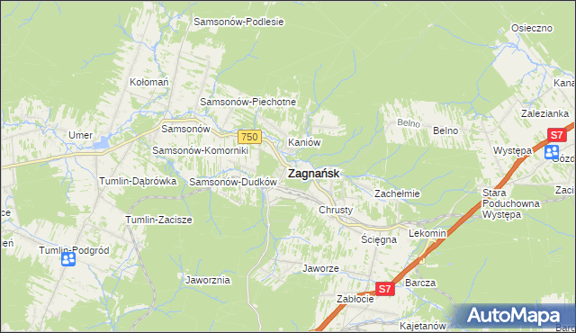 mapa Zagnańsk, Zagnańsk na mapie Targeo