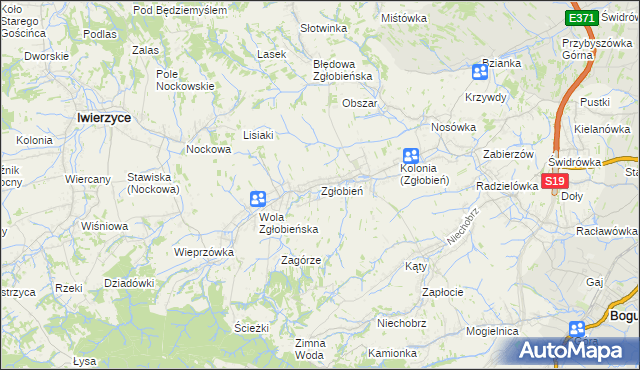 mapa Zgłobień, Zgłobień na mapie Targeo