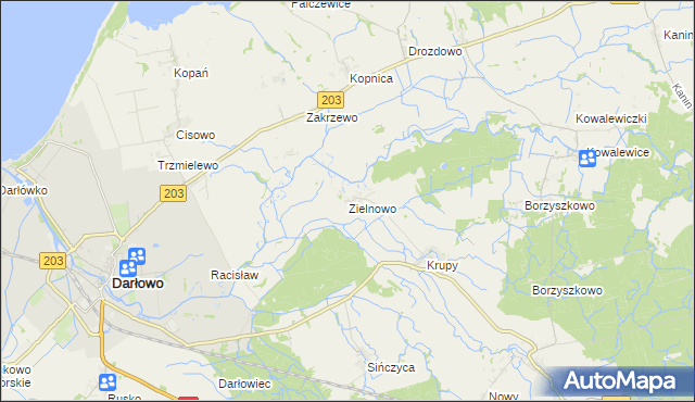 mapa Zielnowo gmina Darłowo, Zielnowo gmina Darłowo na mapie Targeo