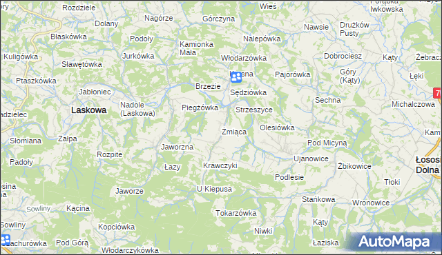 mapa Żmiąca, Żmiąca na mapie Targeo