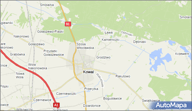 mapa Grodztwo gmina Kowal, Grodztwo gmina Kowal na mapie Targeo