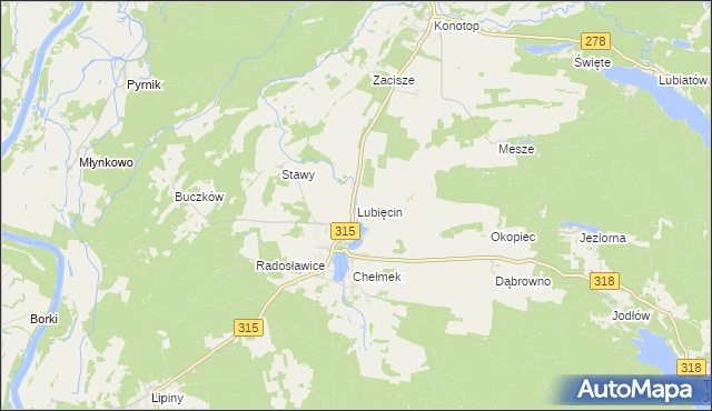 mapa Lubięcin, Lubięcin na mapie Targeo