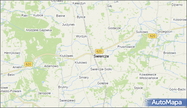 mapa Świercze powiat pułtuski, Świercze powiat pułtuski na mapie Targeo