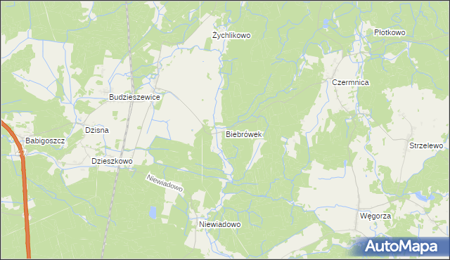 mapa Biebrówek, Biebrówek na mapie Targeo
