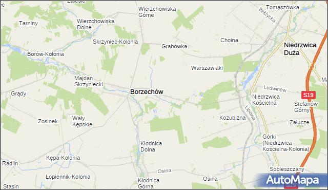 mapa Borzechów-Kolonia, Borzechów-Kolonia na mapie Targeo