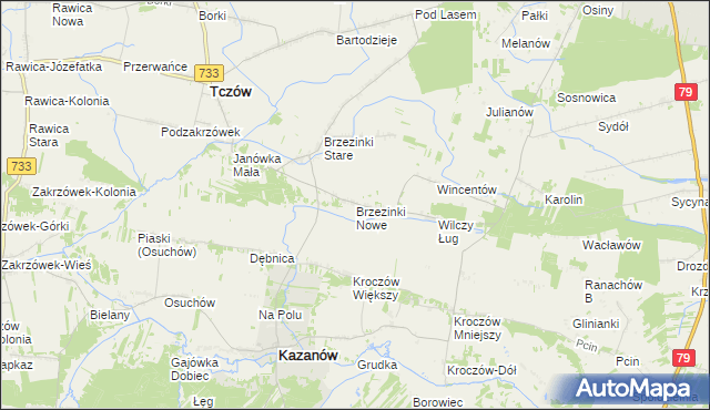 mapa Brzezinki Nowe, Brzezinki Nowe na mapie Targeo