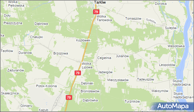 mapa Cegielnia gmina Tarłów, Cegielnia gmina Tarłów na mapie Targeo