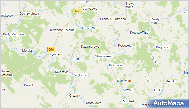 mapa Choszczewo gmina Piątnica, Choszczewo gmina Piątnica na mapie Targeo