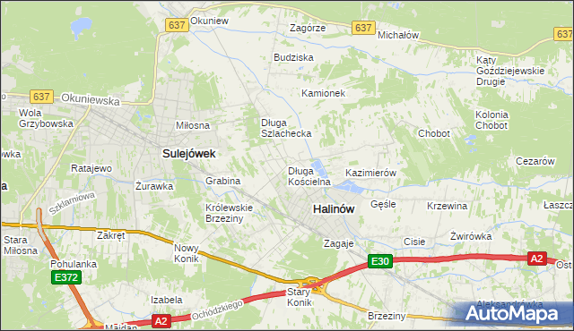 mapa Długa Kościelna, Długa Kościelna na mapie Targeo