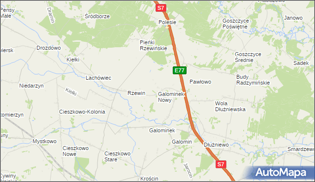 mapa Galominek Nowy, Galominek Nowy na mapie Targeo