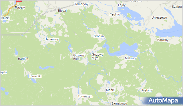 mapa Guzowy Młyn, Guzowy Młyn na mapie Targeo