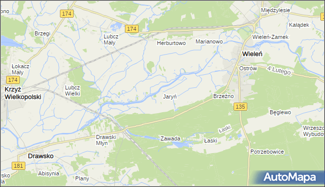 mapa Jaryń, Jaryń na mapie Targeo