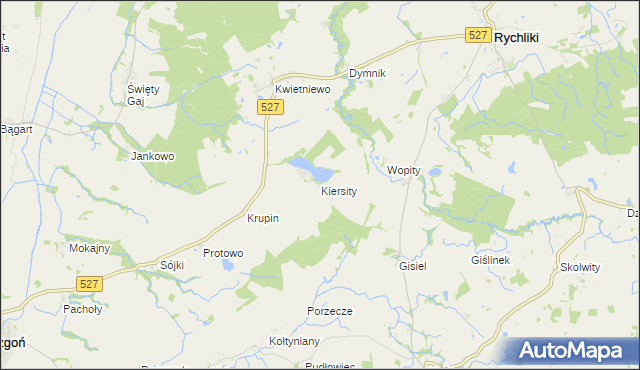 mapa Kiersity gmina Rychliki, Kiersity gmina Rychliki na mapie Targeo