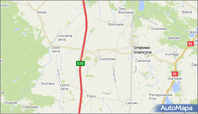 mapa Kopytkowo gmina Smętowo Graniczne, Kopytkowo gmina Smętowo Graniczne na mapie Targeo