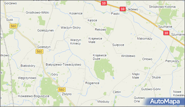mapa Krajewice Duże, Krajewice Duże na mapie Targeo