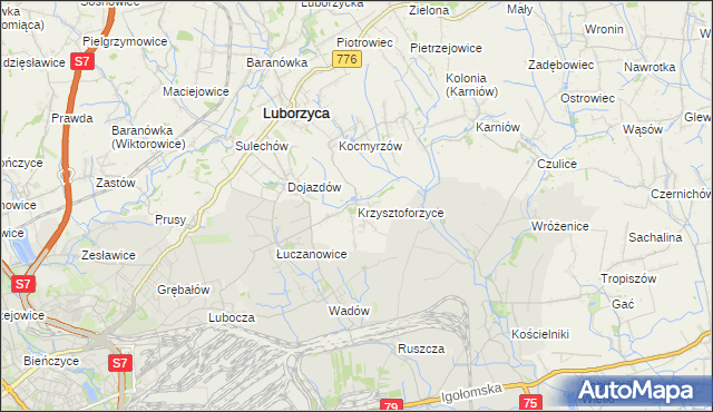 mapa Krzysztoforzyce, Krzysztoforzyce na mapie Targeo