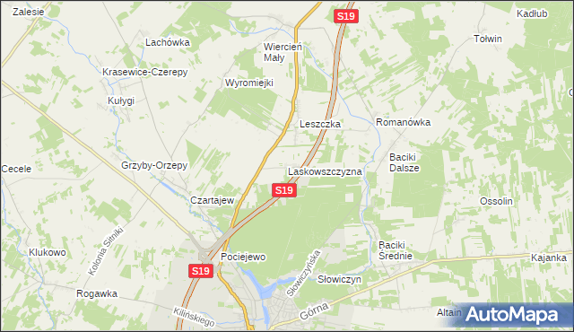 mapa Laskowszczyzna gmina Siemiatycze, Laskowszczyzna gmina Siemiatycze na mapie Targeo