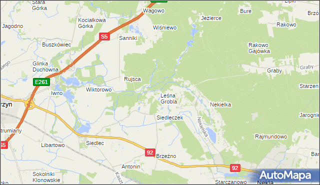 mapa Leśna Grobla, Leśna Grobla na mapie Targeo