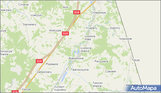 mapa Łosośna Wielka, Łosośna Wielka na mapie Targeo