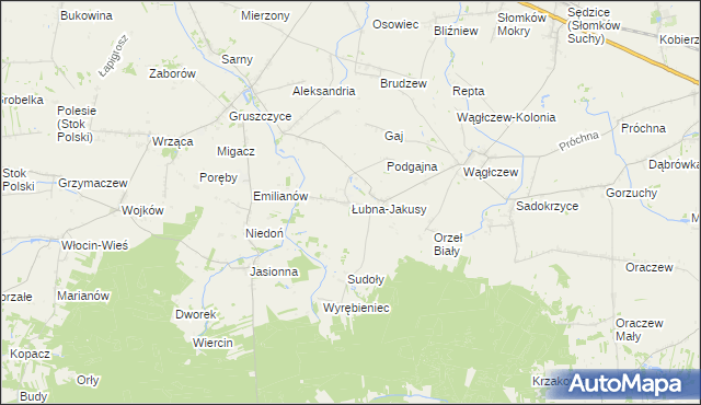 mapa Łubna-Jakusy, Łubna-Jakusy na mapie Targeo