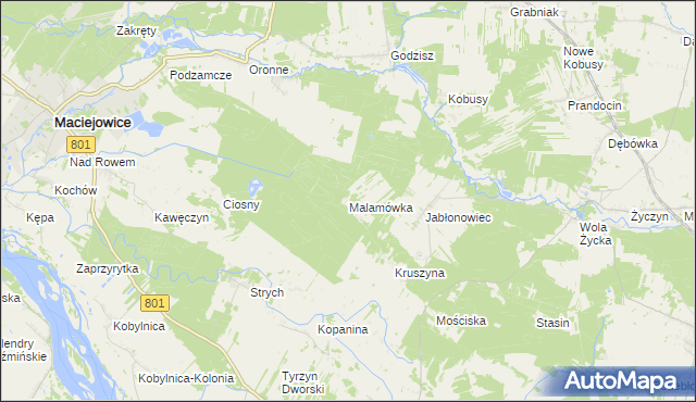 mapa Malamówka, Malamówka na mapie Targeo