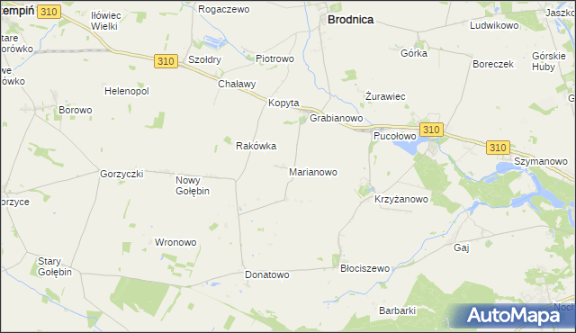 mapa Marianowo gmina Śrem, Marianowo gmina Śrem na mapie Targeo